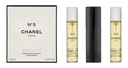 No. 5 by Chanel for Women Set (Eau De Toilette Spray 0.7 Ounce Two Eau De Toilette Refills 0.7 Ounce Each)